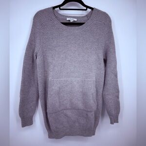 Max Mara Cashmere Blend Ribbed Knit Sweater Neutral Taupe Medium